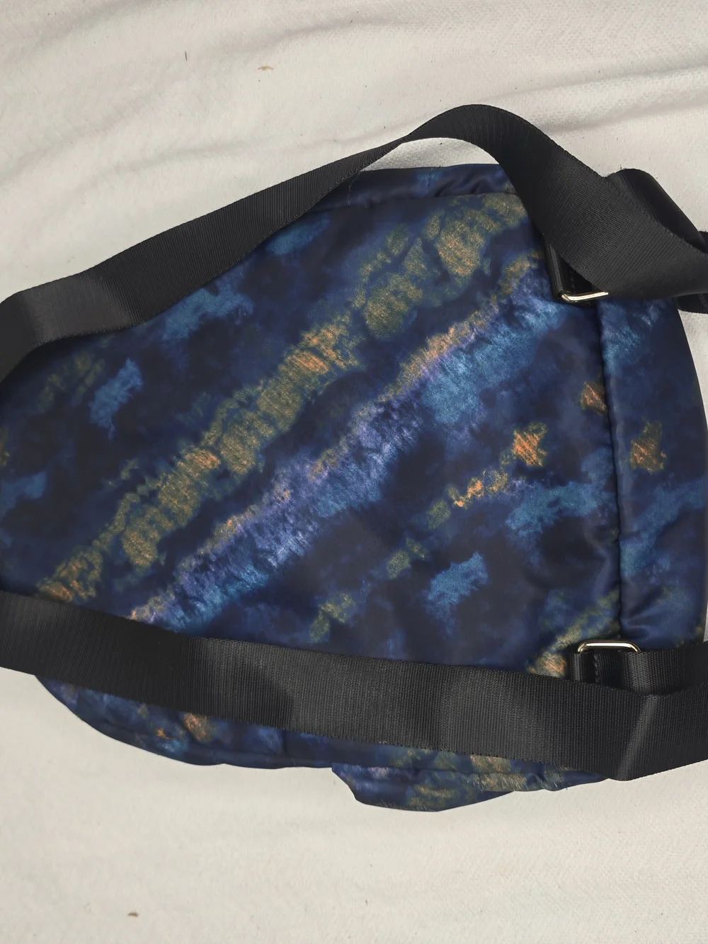 Jessica Simpson Blue and Gold Tie-Dye Quilted Backpack